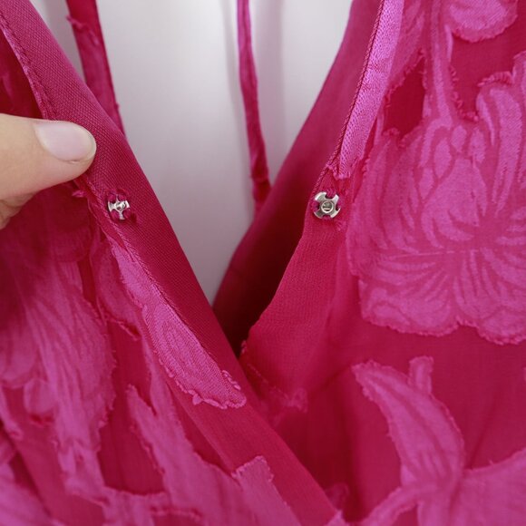 Band Of The Free Fuchsia Peplum Mini Dress Womens XSmall Granny Boho Gypsy NWT - Picture 9 of 11